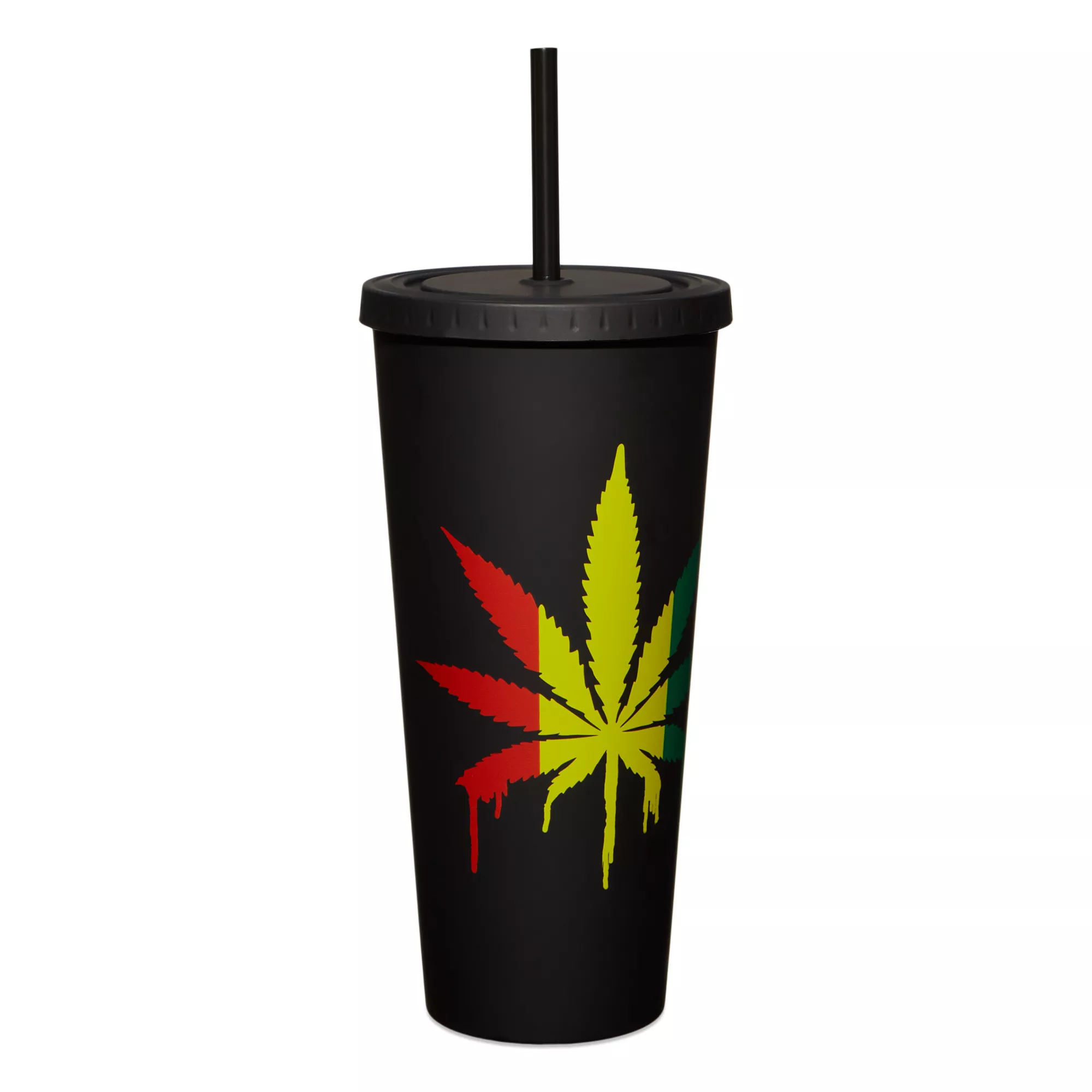 Rasta Drippy Weed Leaf Cup With Straw - 20 oz. at Spencer's