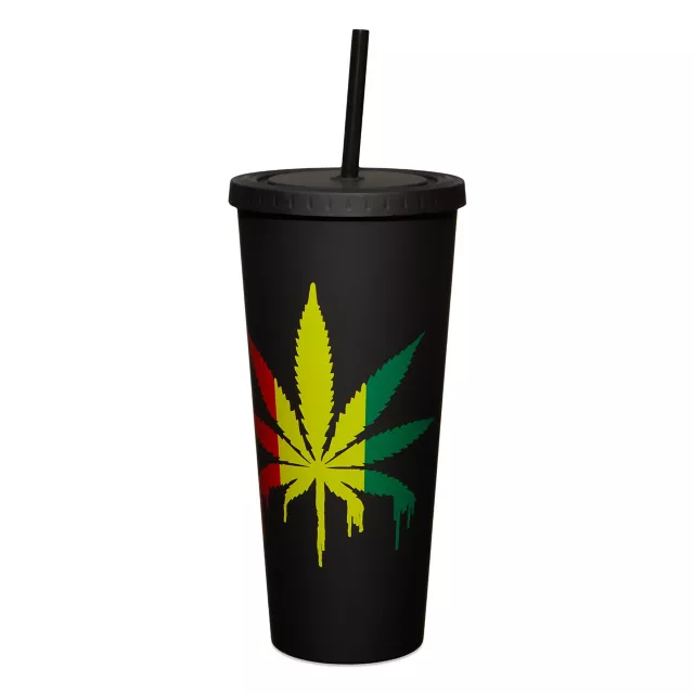 Rasta Drippy Weed Leaf Cup With Straw - 20 oz. at Spencer's