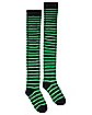 Black and Green Striped Over the Knee Socks