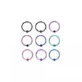 Multi-Pack CZ Multi-Color Hoop Nose Rings 9 Pack - 18 Gauge at Spencer's