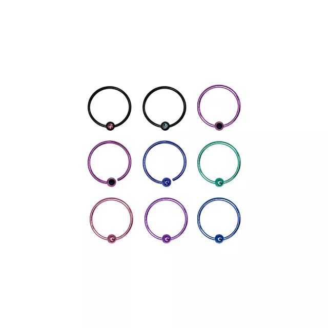 Multi-Pack CZ Multi-Color Hoop Nose Rings 9 Pack - 18 Gauge at Spencer's
