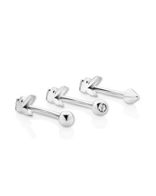 Multi-Pack CZ Playboy Bunny Curved Barbells 3 Pack - 16 Gauge
