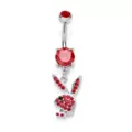 CZ Red Playboy Bunny Dangle Belly Ring - 14 Gauge at Spencer's