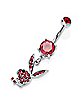 CZ Red Playboy Bunny Dangle Belly Ring - 14 Gauge