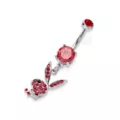 CZ Red Playboy Bunny Dangle Belly Ring - 14 Gauge at Spencer's