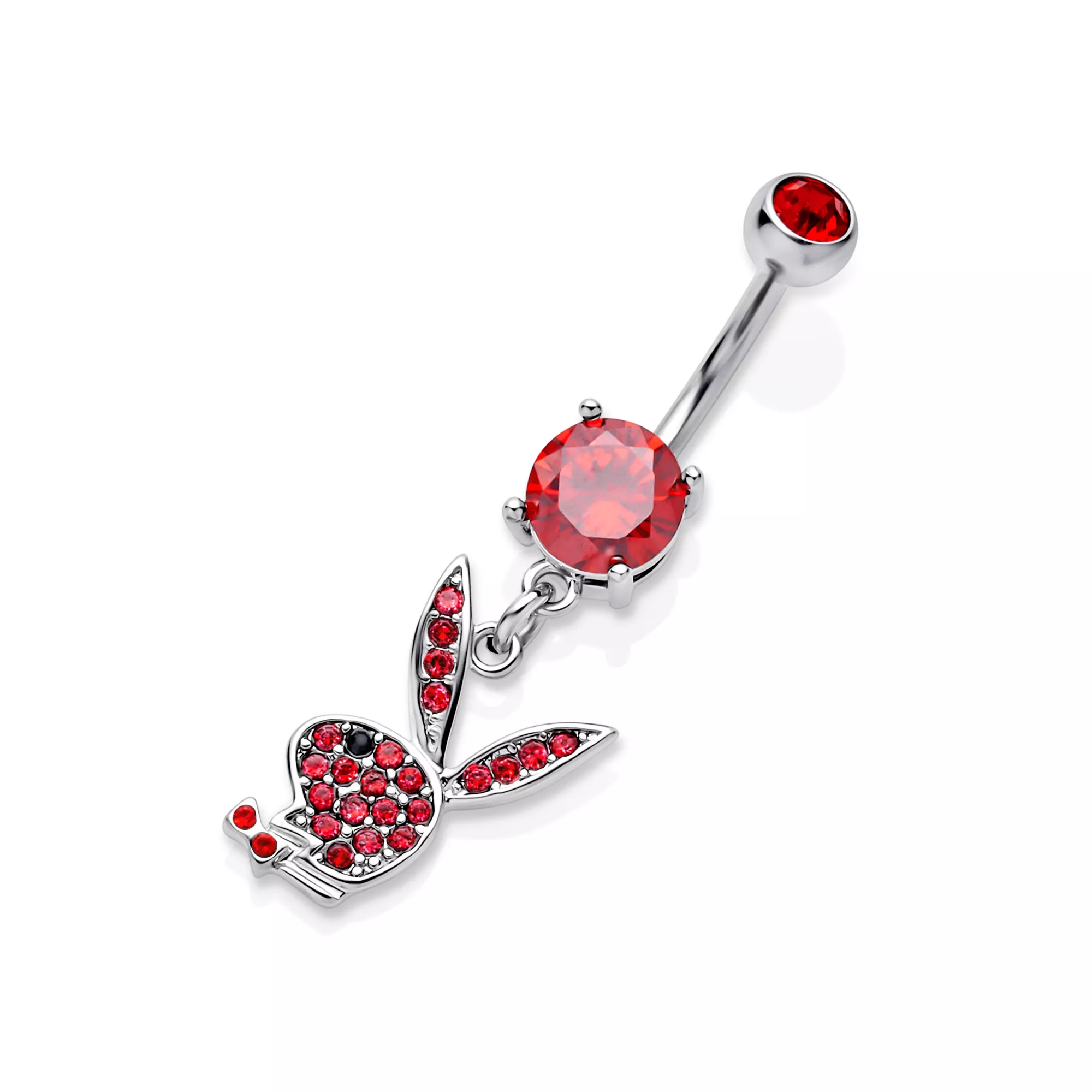CZ Red Playboy Bunny Dangle Belly Ring - 14 Gauge at Spencer's