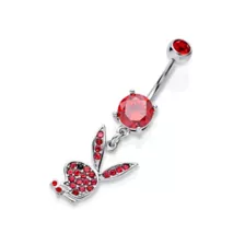 CZ Red Playboy Bunny Dangle Belly Ring - 14 Gauge at Spencer's