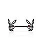 Black Playboy Bunny Gem Nipple Barbells - 14 Gauge