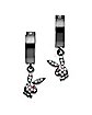 Playboy Bunny Gem Huggie Hoop Dangle Earrings - 18 Gauge