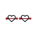 Red and Black Heart Nipple Shields - 14 Gauge at Spencer's