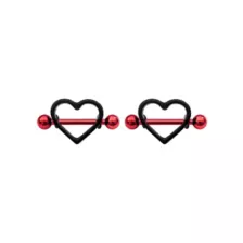 Red and Black Heart Nipple Shields - 14 Gauge at Spencer's