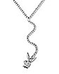 Silvertone Pave Playboy Bunny Double Row Long Chain Necklace
