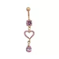 Pink CZ Rose Goldtone Heart Dangle Belly Ring - 14 Gauge at Spencer's
