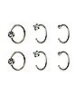 Multi-Pack Round and Prong CZ Hoop Nose Rings 6 Pack - 20 Gauge