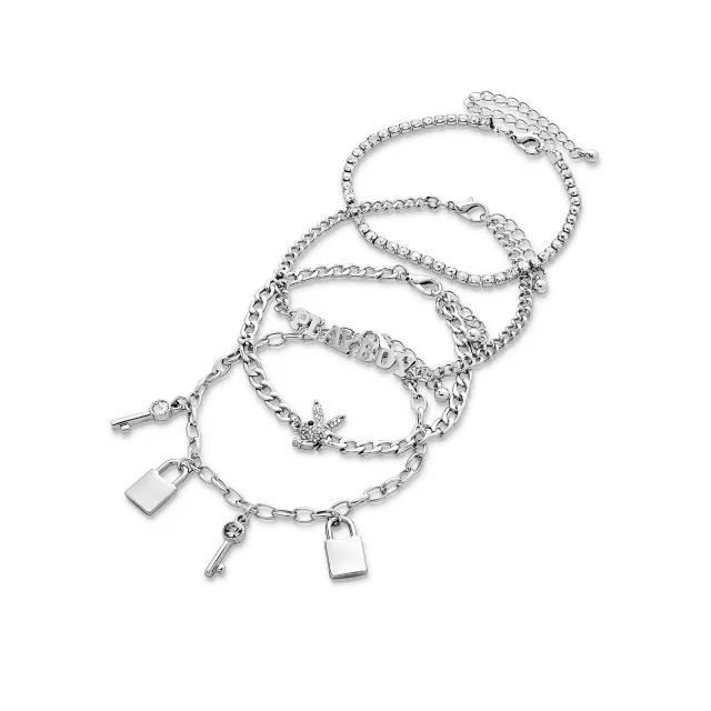 Multi-Pack Playboy Lock and Key Chain Bracelets 4 Pack at Spencer's