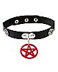 Black and Red Pentagram Charm Choker Necklace
