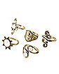Multi-Pack Snake and Sun Antique Style Rings - 5 Pack