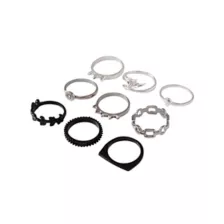 Multi-Pack Spike Skull and Wing Rings - 9 Pack at Spencer's