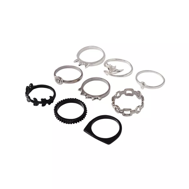 Multi-Pack Spike Skull and Wing Rings - 9 Pack at Spencer's