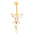 CZ Butterfly Goldplated Titanium Dangle Belly Ring - 14 Gauge at Spencer's