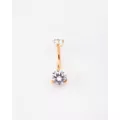 Double CZ Goldplated Titanium Belly Ring - 14 Gauge at Spencer's