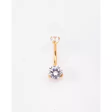 Double CZ Goldplated Titanium Belly Ring - 14 Gauge at Spencer's