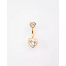 CZ Cluster Double Heart Belly Ring - 14 Gauge at Spencer's