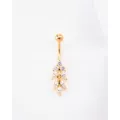 Triple CZ Leaves Titanium Dangle Belly Ring - 14 Gauge at Spencer's