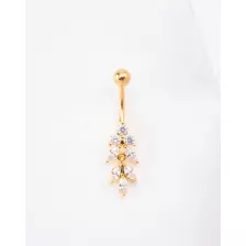 Triple CZ Leaves Titanium Dangle Belly Ring - 14 Gauge at Spencer's