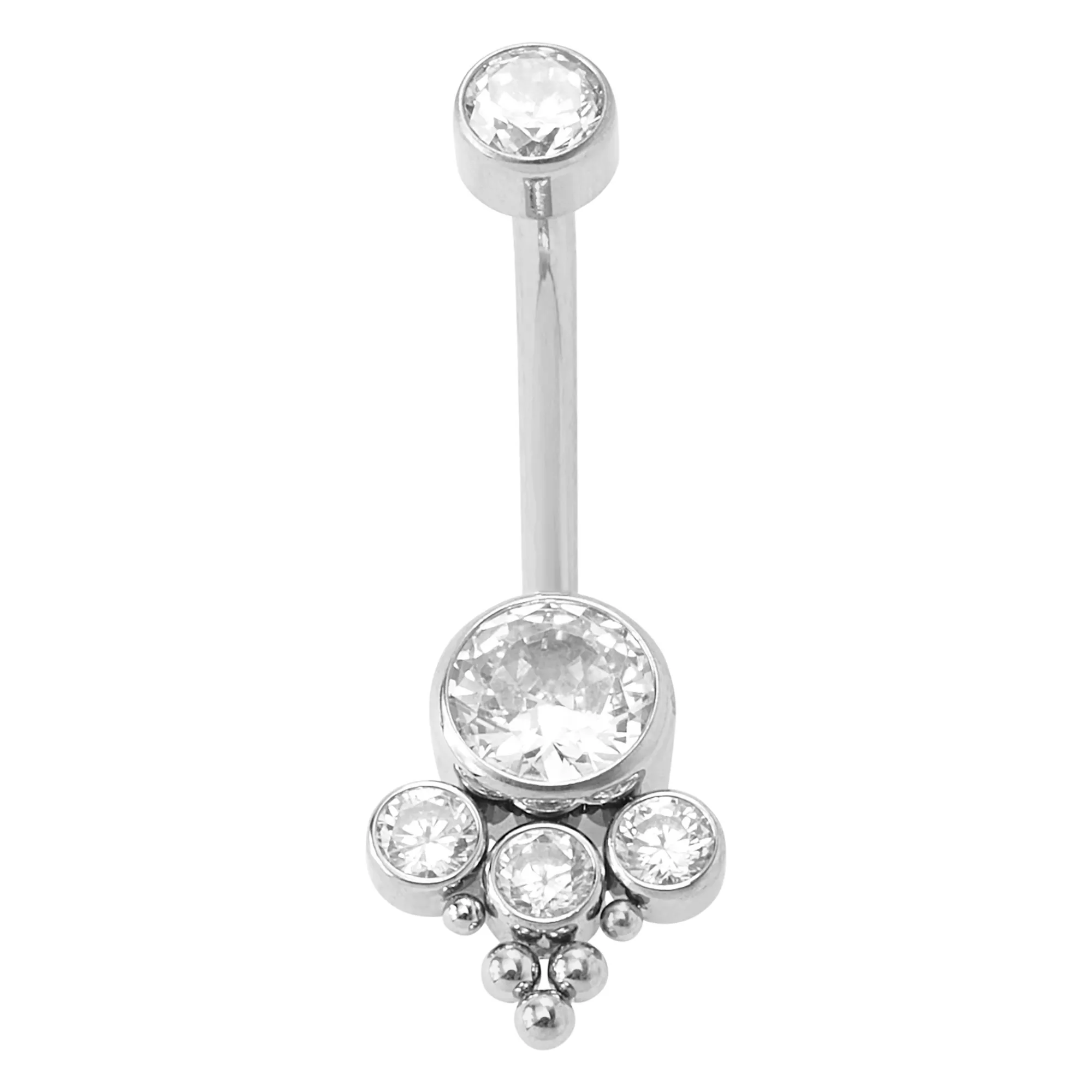 Round CZ Titanium Belly Ring - 14 Gauge at Spencer's