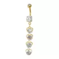 CZ Goldplated Hearts Dangle Belly Ring - 14 Gauge at Spencer's