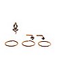 Multi-Pack CZ Rose Goldtone L Bend and Hoop Nose Rings 6 Pack - 20 Gauge