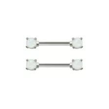 White Opal-Effect Nipple Barbells - 14 Gauge at Spencer's