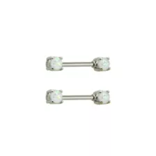 White Opal-Effect Nipple Barbells - 14 Gauge at Spencer's