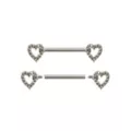 Clear CZ Heart Nipple Barbells at Spencer's