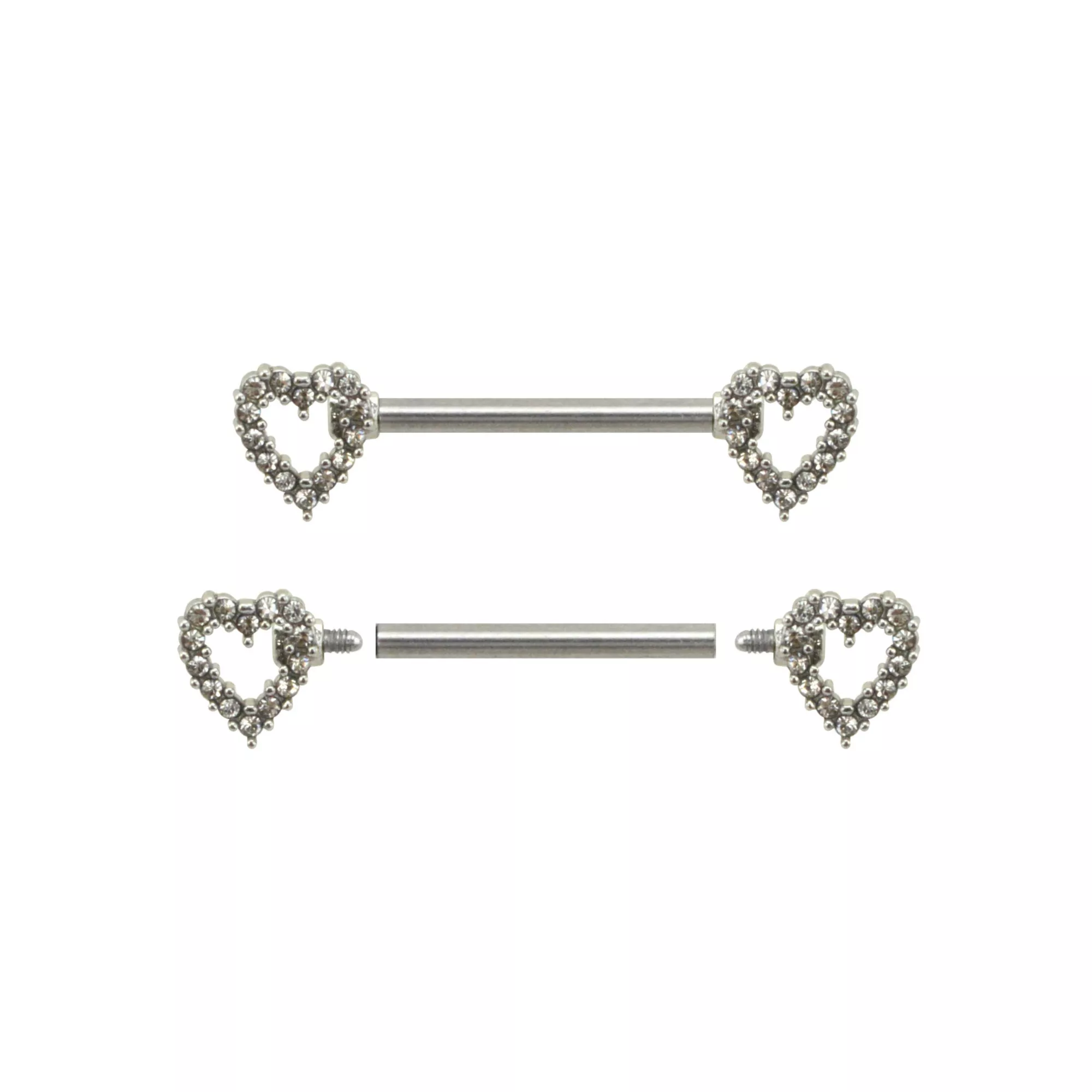 Clear CZ Heart Nipple Barbells at Spencer's