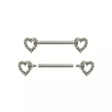 Clear CZ Heart Nipple Barbells at Spencer's