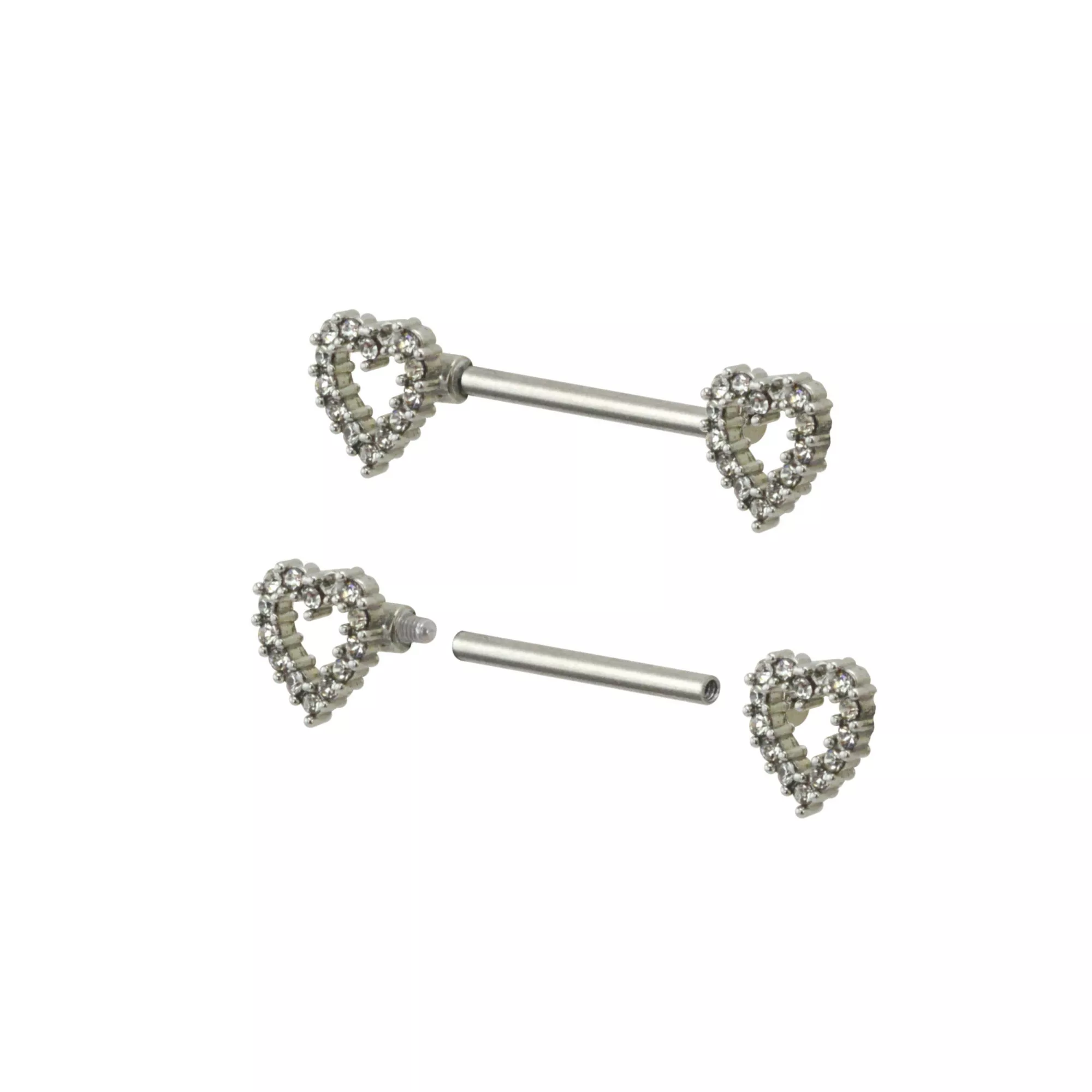 Clear CZ Heart Nipple Barbells at Spencer's