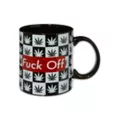 Checkerboard Fuck Off Weed Leaf Coffee Mug - 20 oz. at Spencer's