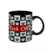 Checkerboard Fuck Off Weed Leaf Coffee Mug - 20 oz. at Spencer's