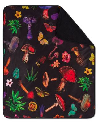 Mushroom Print Sherpa Fleece Blanket