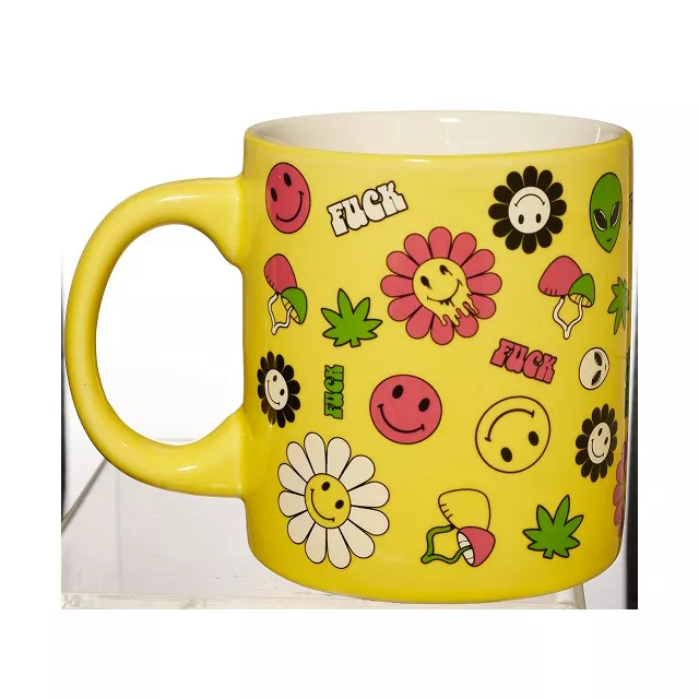 Flower Smiley Face Icon Coffee Mug - 20 oz. at Spencer's
