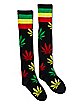 Weed Leaf Striped Knee High Socks