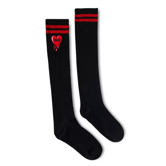 Dead Heart Striped Knee High Socks at Spencer's
