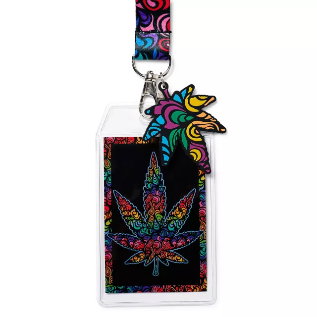 Swirly Rainbow Leaf Lanyard at Spencer's