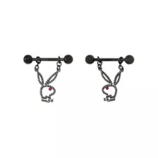 CZ Black Playboy Bunny Dangle Nipple Barbells - 14 Gauge at Spencer's