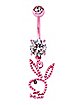 CZ Pink Playboy Bunny Cut Out Dangle Belly Ring - 14 Gauge