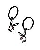 CZ Black Playboy Cutout Hoop Dangle Earrings - 18 Gauge