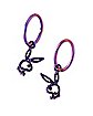 Purple Playboy Bunny Cutout Dangle Earrings - 14 Gauge