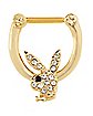 CZ Gold Plated Playboy Bunny Clicker Septum Ring - 16 Gauge